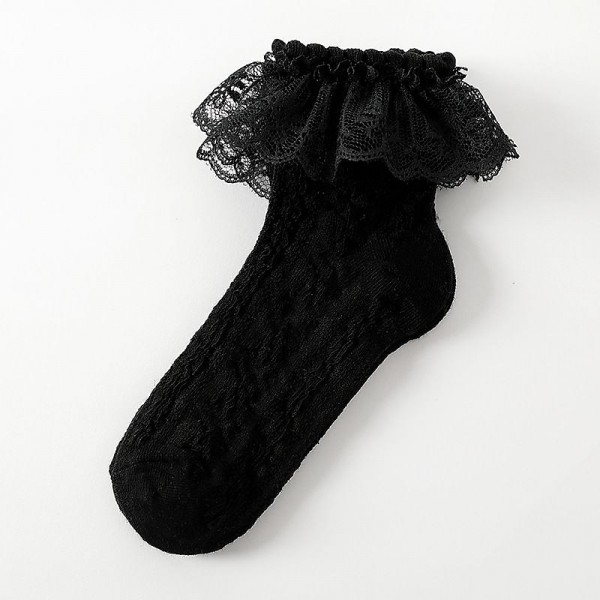 Kids Girls' 5 Pairs Socks 1273 black (small lace) Bear (pink) large lace 1273 white (medium lace) Solid Color Lace Trims Summer Spring Cute School 3-12 Years Kids Girls' 5 Pairs Socks 1273 black (small lace) Bear (pink) large lace 1273 white (medium lace) Solid Color Lace Trims Summer Spring Cute School 3-12 Years
