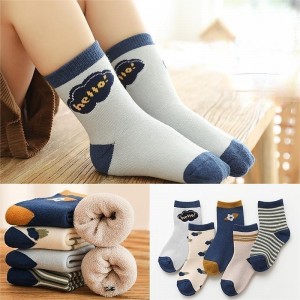 Kids Unisex 5 Pairs Socks Blue Print Print Spring Fall Sweet Casual 1-12 Years
