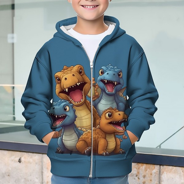 Boys 3D Dinosaur Hoodie Coat Outerwear Long Sleeve 3D Print Fall Winter Fashion Streetwear Cool Polyester Kids 3-12 Years Outdoor Casual Daily Regular Fit Boys 3D Dinosaur Hoodie Coat Outerwear Long Sleeve 3D Print Fall Winter Fashion Streetwear Cool Polyester Kids 3-12 Years Outdoor Casual Daily Regular Fit