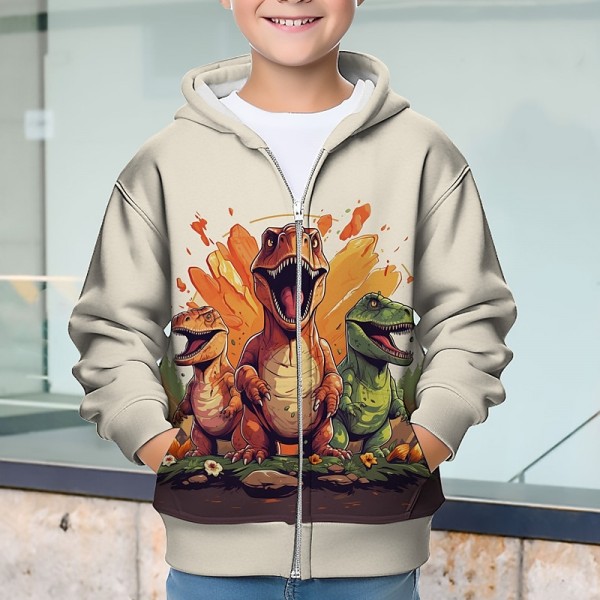 Boys 3D Dinosaur Hoodie Coat Outerwear Long Sleeve 3D Print Fall Winter Fashion Streetwear Cool Polyester Kids 3-12 Years Outdoor Casual Daily Regular Fit Boys 3D Dinosaur Hoodie Coat Outerwear Long Sleeve 3D Print Fall Winter Fashion Streetwear Cool Polyester Kids 3-12 Years Outdoor Casual Daily Regular Fit