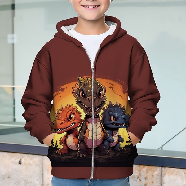 Boys 3D Dinosaur Hoodie Coat Outerwear Long Sleeve 3D Print Fall Winter Fashion Streetwear Cool Polyester Kids 3-12 Years Outdoor Casual Daily Regular Fit Boys 3D Dinosaur Hoodie Coat Outerwear Long Sleeve 3D Print Fall Winter Fashion Streetwear Cool Polyester Kids 3-12 Years Outdoor Casual Daily Regular Fit