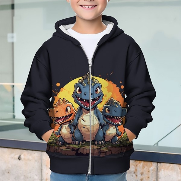 Boys 3D Dinosaur Hoodie Coat Outerwear Long Sleeve 3D Print Fall Winter Fashion Streetwear Cool Polyester Kids 3-12 Years Outdoor Casual Daily Regular Fit Boys 3D Dinosaur Hoodie Coat Outerwear Long Sleeve 3D Print Fall Winter Fashion Streetwear Cool Polyester Kids 3-12 Years Outdoor Casual Daily Regular Fit