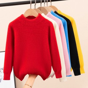 Kids Girls&#039; Sweater Solid Color School Other Prints Long Sleeve Crewneck Active 3-13 Years Spring Black Yellow Pink