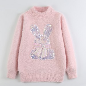Kids Girls&#039; Sweater Solid Color School Other Prints Long Sleeve Crewneck Active 3-13 Years Spring White Pink Red