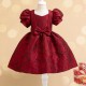 Kids Girls' Party Dress Solid Color Short Sleeve Formal Performance Wedding Elegant Princess Beautiful Cotton Polyester Midi Party Dress Flower Girl's Dress Spring Fall Winter 3-10 Years Wine Red Kids Girls' Party Dress Solid Color Short Sleeve Formal Performance Wedding Elegant Princess Beautiful Cotton Polyester Midi Party Dress Flower Girl's Dress Spring Fall Winter 3-10 Years Wine Red