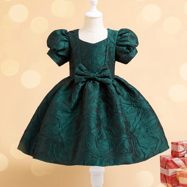 Kids Girls' Party Dress Solid Color Short Sleeve Formal Performance Wedding Elegant Princess Beautiful Cotton Polyester Midi Party Dress Flower Girl's Dress Spring Fall Winter 3-10 Years Wine Red Kids Girls' Party Dress Solid Color Short Sleeve Formal Performance Wedding Elegant Princess Beautiful Cotton Polyester Midi Party Dress Flower Girl's Dress Spring Fall Winter 3-10 Years Wine Red