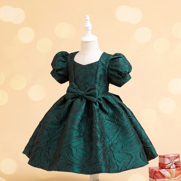 Kids Girls' Party Dress Solid Color Short Sleeve Formal Performance Wedding Elegant Princess Beautiful Cotton Polyester Midi Party Dress Flower Girl's Dress Spring Fall Winter 3-10 Years Wine Red Kids Girls' Party Dress Solid Color Short Sleeve Formal Performance Wedding Elegant Princess Beautiful Cotton Polyester Midi Party Dress Flower Girl's Dress Spring Fall Winter 3-10 Years Wine Red
