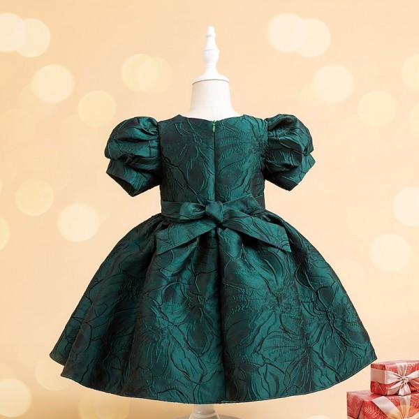 Kids Girls' Party Dress Solid Color Short Sleeve Formal Performance Wedding Elegant Princess Beautiful Cotton Polyester Midi Party Dress Flower Girl's Dress Spring Fall Winter 3-10 Years Wine Red Kids Girls' Party Dress Solid Color Short Sleeve Formal Performance Wedding Elegant Princess Beautiful Cotton Polyester Midi Party Dress Flower Girl's Dress Spring Fall Winter 3-10 Years Wine Red