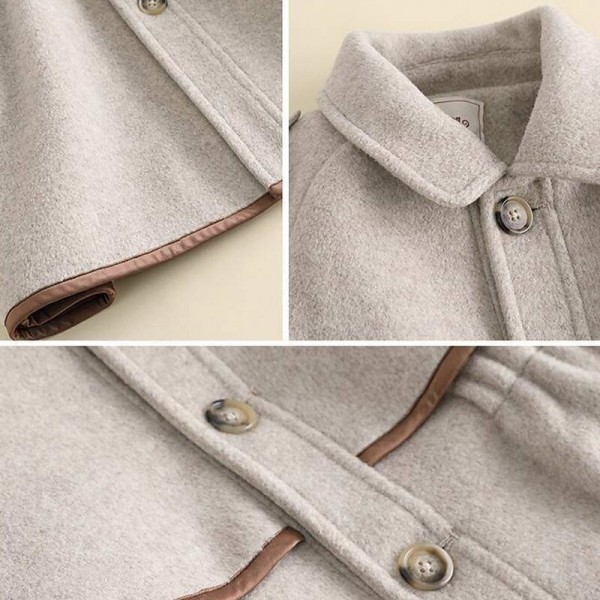 Kids Girls' Woolen Coat Long Sleeve off white Solid Color Spring Fall Active School 7-13 Years Kids Girls' Woolen Coat Long Sleeve off white Solid Color Spring Fall Active School 7-13 Years