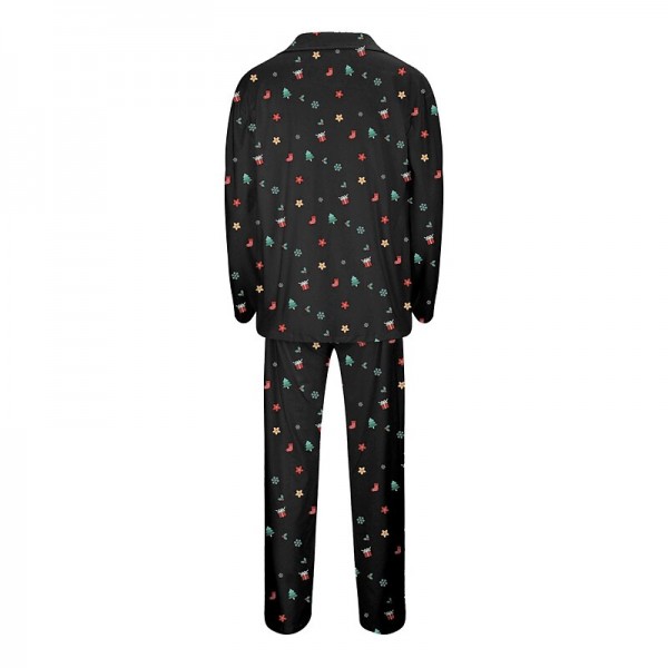 Family Pajamas Graphic Cartoon Home Print Black White Red Long Sleeve Mommy And Me Outfits Active Matching Outfits