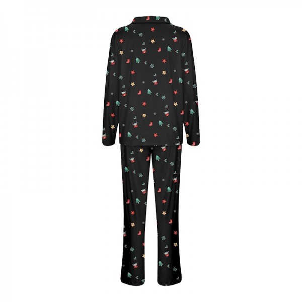 Family Pajamas Graphic Cartoon Home Print Black White Red Long Sleeve Mommy And Me Outfits Active Matching Outfits