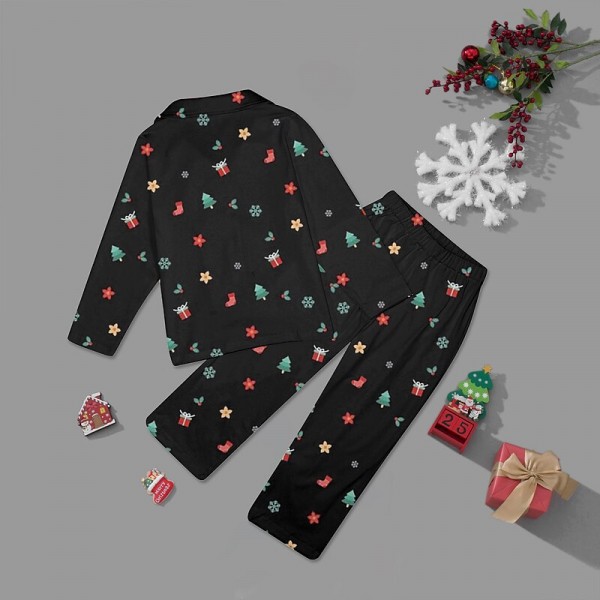 Family Pajamas Graphic Cartoon Home Print Black White Red Long Sleeve Mommy And Me Outfits Active Matching Outfits
