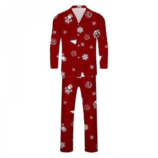 Family Pajamas Graphic Cartoon Home Print Black White Red Long Sleeve Mommy And Me Outfits Active Matching Outfits