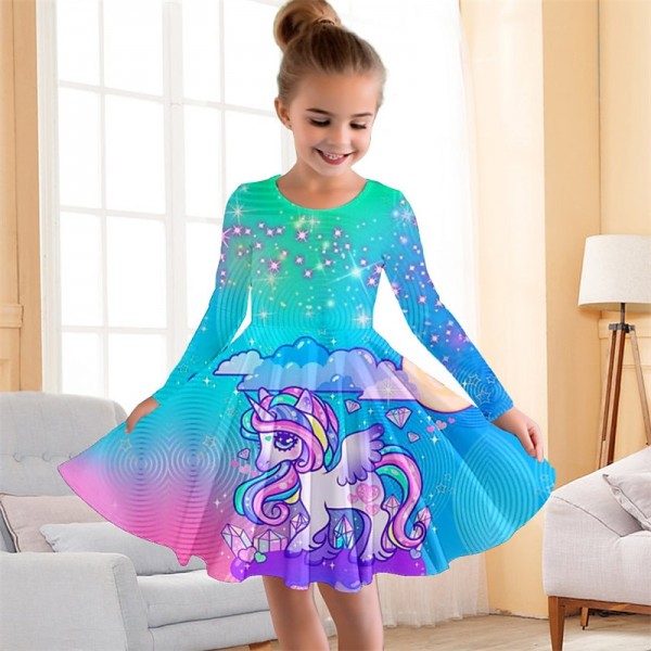 Girls' 3D Unicorn Rainbow Dress Pink Long Sleeve 3D Print Fall Winter Sports & Outdoor Daily Holiday Cute Casual Beautiful Kids 3-12 Years Casual Dress A Line Dress Above Knee Polyester Regular Fit Girls' 3D Unicorn Rainbow Dress Pink Long Sleeve 3D Print Fall Winter Sports & Outdoor Daily Holiday Cute Casual Beautiful Kids 3-12 Years Casual Dress A Line Dress Above Knee Polyester Regular Fit