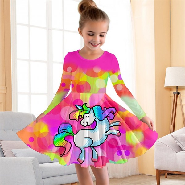 Girls' 3D Unicorn Rainbow Dress Pink Long Sleeve 3D Print Fall Winter Sports & Outdoor Daily Holiday Cute Casual Beautiful Kids 3-12 Years Casual Dress A Line Dress Above Knee Polyester Regular Fit Girls' 3D Unicorn Rainbow Dress Pink Long Sleeve 3D Print Fall Winter Sports & Outdoor Daily Holiday Cute Casual Beautiful Kids 3-12 Years Casual Dress A Line Dress Above Knee Polyester Regular Fit