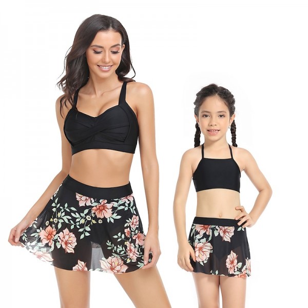 Mommy and Me Swimsuit Solid Color Graphic Sport Print Black Blue Green Long Sleeve Mommy And Me Outfits Active Matching Outfits Mommy and Me Swimsuit Solid Color Graphic Sport Print Black Blue Green Long Sleeve Mommy And Me Outfits Active Matching Outfits