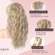 Ponytail Extension Claw Clip In Ponytail Extensions Multi Layered Long Wavy Curly Ponytail Clip On Fake Hair Soft Natural Synthetic Hairpieces for Women Daily - Ash Blonde with Highlights