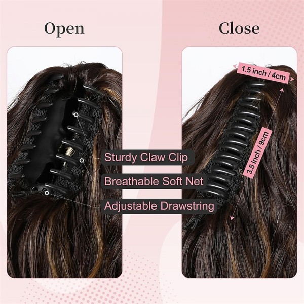 Ponytail Extension Claw Clip In Ponytail Extensions Multi Layered Long Wavy Curly Ponytail Clip On Fake Hair Soft Natural Synthetic Hairpieces for Women Daily - Ash Blonde with Highlights