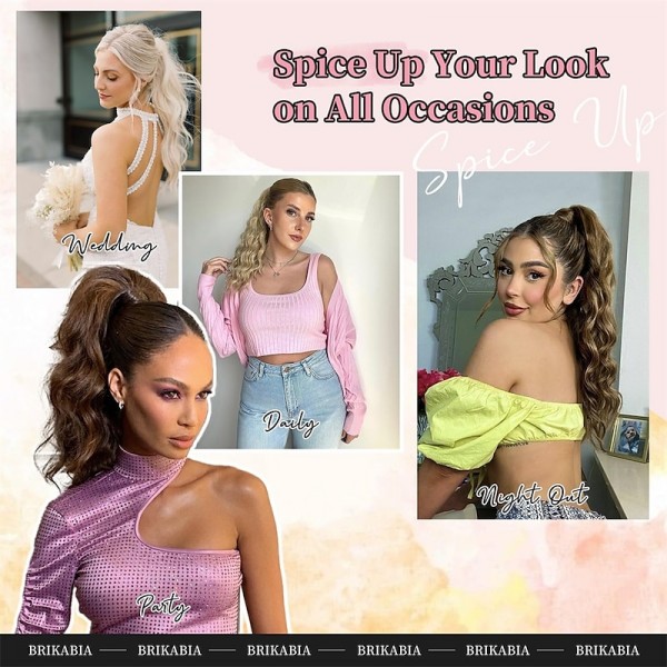 Ponytail Extension Claw Clip In Ponytail Extensions Multi Layered Long Wavy Curly Ponytail Clip On Fake Hair Soft Natural Synthetic Hairpieces for Women Daily - Ash Blonde with Highlights
