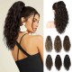 Ponytail Extension Claw Clip In Ponytail Extensions Multi Layered Long Wavy Curly Ponytail Clip On Fake Hair Soft Natural Synthetic Hairpieces for Women Daily - Ash Blonde with Highlights