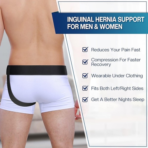 Hernia Belt for Men Women Left/Right Side Inguinal Hernia Support with Removable Compression Pads, Black Hernia Belt for Men Women Left/Right Side Inguinal Hernia Support with Removable Compression Pads, Black