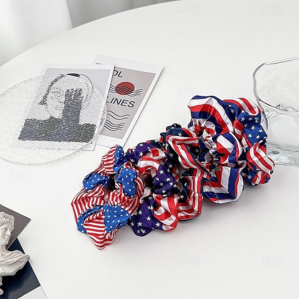 7pcs Patriotic Hair Accessories Set - Vibrant American Flag Scrunchies & Headband - Durable Satin for Independence Day Celebrations - Stylish & Gentle on Hair 7pcs Patriotic Hair Accessories Set - Vibrant American Flag Scrunchies & Headband - Durable Satin for Independence Day Celebrations - Stylish & Gentle on Hair