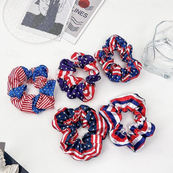 7pcs Patriotic Hair Accessories Set - Vibrant American Flag Scrunchies & Headband - Durable Satin for Independence Day Celebrations - Stylish & Gentle on Hair 7pcs Patriotic Hair Accessories Set - Vibrant American Flag Scrunchies & Headband - Durable Satin for Independence Day Celebrations - Stylish & Gentle on Hair