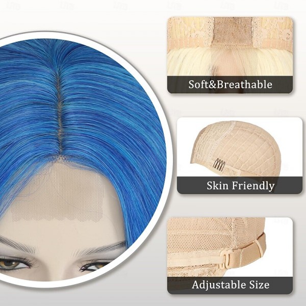 Blue Wig Long Blue Wavy Wigs for Women Middle Part Ombre Blue Wig 26 inch Natural Curly Synthetic Wig Heat Resistant Fiber Wigs for Daily Party Use Blue Wig Long Blue Wavy Wigs for Women Middle Part Ombre Blue Wig 26 inch Natural Curly Synthetic Wig Heat Resistant Fiber Wigs for Daily Party Use