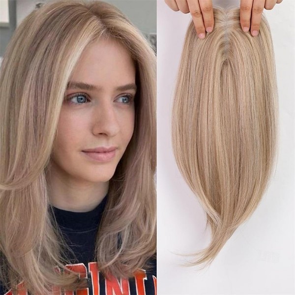 Light Brown & Ash Blonde Hair Toppers for Women Synthetic Hair Toppers Hair Pieces Swiss Base with 3 Clips in Wiglets Toppers for Women with Thinning Hair Grey Hair Hair Loss Light Brown & Ash Blonde Hair Toppers for Women Synthetic Hair Toppers Hair Pieces Swiss Base with 3 Clips in Wiglets Toppers for Women with Thinning Hair Grey Hair Hair Loss