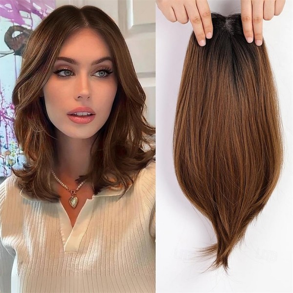 Light Brown & Ash Blonde Hair Toppers for Women Synthetic Hair Toppers Hair Pieces Swiss Base with 3 Clips in Wiglets Toppers for Women with Thinning Hair Grey Hair Hair Loss Light Brown & Ash Blonde Hair Toppers for Women Synthetic Hair Toppers Hair Pieces Swiss Base with 3 Clips in Wiglets Toppers for Women with Thinning Hair Grey Hair Hair Loss
