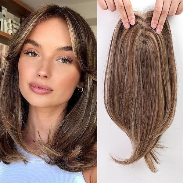 Light Brown & Ash Blonde Hair Toppers for Women Synthetic Hair Toppers Hair Pieces Swiss Base with 3 Clips in Wiglets Toppers for Women with Thinning Hair Grey Hair Hair Loss Light Brown & Ash Blonde Hair Toppers for Women Synthetic Hair Toppers Hair Pieces Swiss Base with 3 Clips in Wiglets Toppers for Women with Thinning Hair Grey Hair Hair Loss
