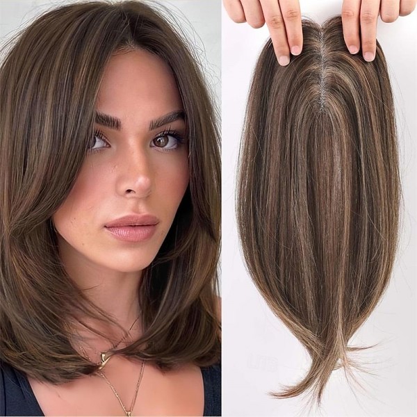 Light Brown & Ash Blonde Hair Toppers for Women Synthetic Hair Toppers Hair Pieces Swiss Base with 3 Clips in Wiglets Toppers for Women with Thinning Hair Grey Hair Hair Loss Light Brown & Ash Blonde Hair Toppers for Women Synthetic Hair Toppers Hair Pieces Swiss Base with 3 Clips in Wiglets Toppers for Women with Thinning Hair Grey Hair Hair Loss