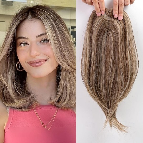 Light Brown & Ash Blonde Hair Toppers for Women Synthetic Hair Toppers Hair Pieces Swiss Base with 3 Clips in Wiglets Toppers for Women with Thinning Hair Grey Hair Hair Loss Light Brown & Ash Blonde Hair Toppers for Women Synthetic Hair Toppers Hair Pieces Swiss Base with 3 Clips in Wiglets Toppers for Women with Thinning Hair Grey Hair Hair Loss