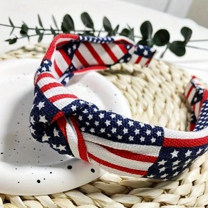 All-American Flag Knotted Headband - Festive Independence Day Hair Accessory for Women - Stylish Patriotic Style