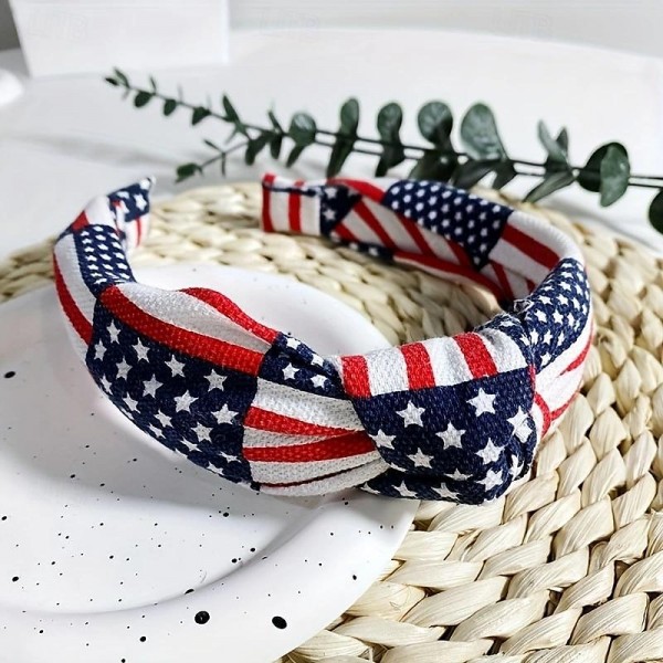 All-American Flag Knotted Headband - Festive Independence Day Hair Accessory for Women - Stylish Patriotic Style All-American Flag Knotted Headband - Festive Independence Day Hair Accessory for Women - Stylish Patriotic Style