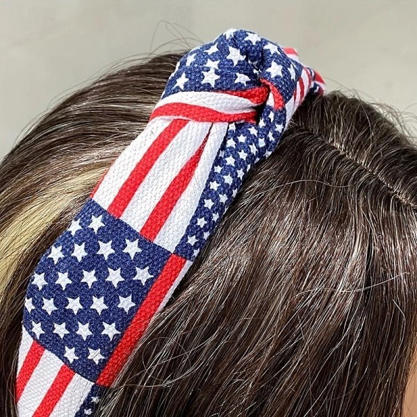 All-American Flag Knotted Headband - Festive Independence Day Hair Accessory for Women - Stylish Patriotic Style All-American Flag Knotted Headband - Festive Independence Day Hair Accessory for Women - Stylish Patriotic Style