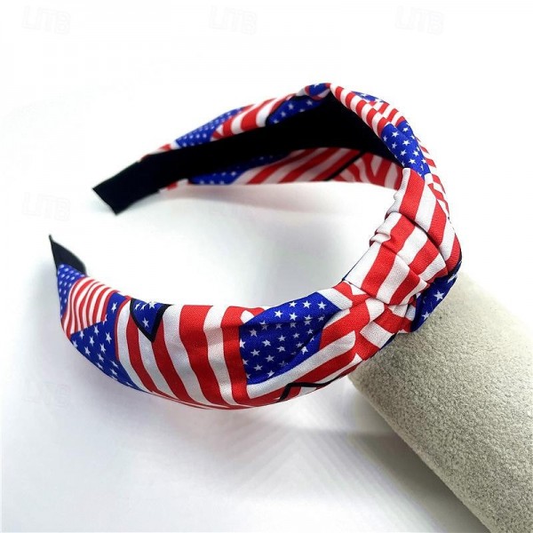 All-American Flag Knotted Headband - Festive Independence Day Hair Accessory for Women - Stylish Patriotic Style All-American Flag Knotted Headband - Festive Independence Day Hair Accessory for Women - Stylish Patriotic Style