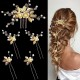 5pcs Golden Leaf Hairpin Flower Pearl Bridal Hair Fork Headwear Vintage Wedding Women's Elegant Decoration Hair Accessories 5pcs Golden Leaf Hairpin Flower Pearl Bridal Hair Fork Headwear Vintage Wedding Women's Elegant Decoration Hair Accessories