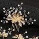 5pcs Golden Leaf Hairpin Flower Pearl Bridal Hair Fork Headwear Vintage Wedding Women's Elegant Decoration Hair Accessories 5pcs Golden Leaf Hairpin Flower Pearl Bridal Hair Fork Headwear Vintage Wedding Women's Elegant Decoration Hair Accessories
