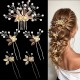 5pcs Golden Leaf Hairpin Flower Pearl Bridal Hair Fork Headwear Vintage Wedding Women's Elegant Decoration Hair Accessories 5pcs Golden Leaf Hairpin Flower Pearl Bridal Hair Fork Headwear Vintage Wedding Women's Elegant Decoration Hair Accessories