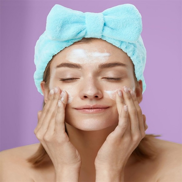 Bliss Women's Spa Headband - 1 Pack Microfiber Makeup Headband with Bow - Hair Band for Washing Face, Facials, Skincare, Shower, Purple/Blue Bliss Women's Spa Headband - 1 Pack Microfiber Makeup Headband with Bow - Hair Band for Washing Face, Facials, Skincare, Shower, Purple/Blue