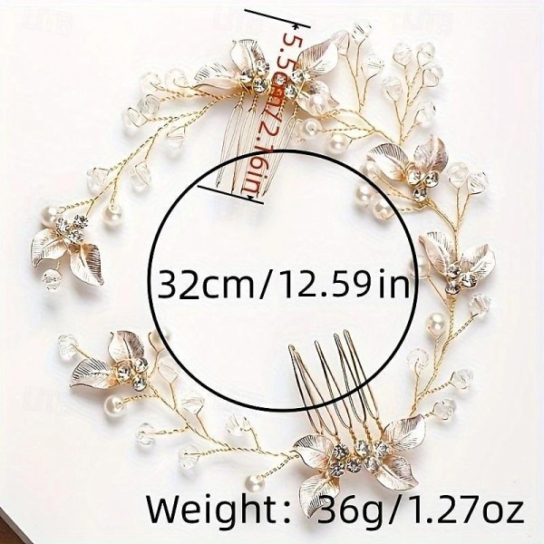 1PC Romantic Rhinestone Headband Elegant Flower Leaf Shaped Hairband With Comb Bridal Wedding Hair Accessories 1PC Romantic Rhinestone Headband Elegant Flower Leaf Shaped Hairband With Comb Bridal Wedding Hair Accessories