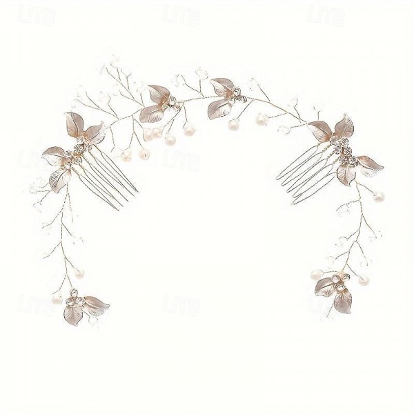 1PC Romantic Rhinestone Headband Elegant Flower Leaf Shaped Hairband With Comb Bridal Wedding Hair Accessories 1PC Romantic Rhinestone Headband Elegant Flower Leaf Shaped Hairband With Comb Bridal Wedding Hair Accessories