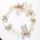 1PC Romantic Rhinestone Headband Elegant Flower Leaf Shaped Hairband With Comb Bridal Wedding Hair Accessories 1PC Romantic Rhinestone Headband Elegant Flower Leaf Shaped Hairband With Comb Bridal Wedding Hair Accessories