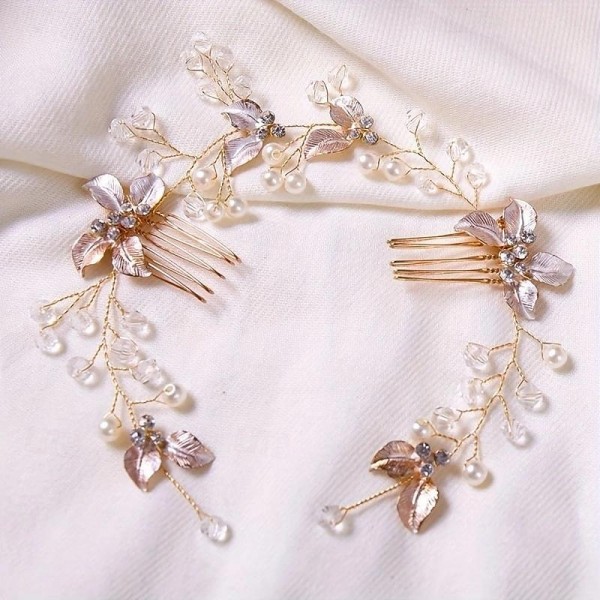1PC Romantic Rhinestone Headband Elegant Flower Leaf Shaped Hairband With Comb Bridal Wedding Hair Accessories 1PC Romantic Rhinestone Headband Elegant Flower Leaf Shaped Hairband With Comb Bridal Wedding Hair Accessories