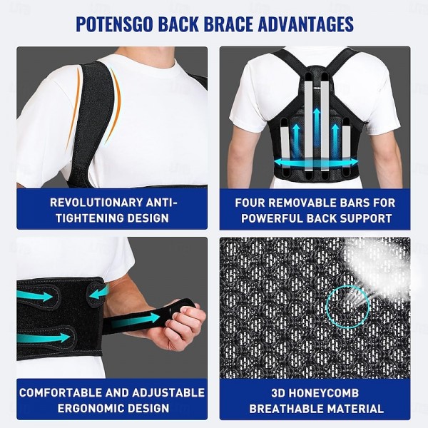 Back Brace Posture Corrector for Men  Women Adjustable Full Back Support, Shoulder Straightener, Upper Lower Back Pain Relief - Scoliosis, Hunchback, Hump, Thoracic, Spine Corrector