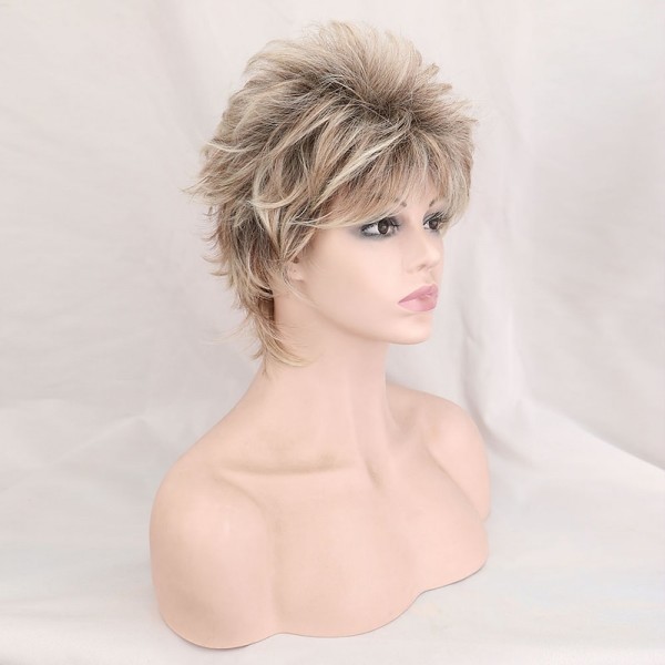Pixie Cut Wig Brown Wigs for Women Synthetic Wig Short Women&#039;s Dark Roots Blonde Wigs Blonde Medium Wigs 6 Inch