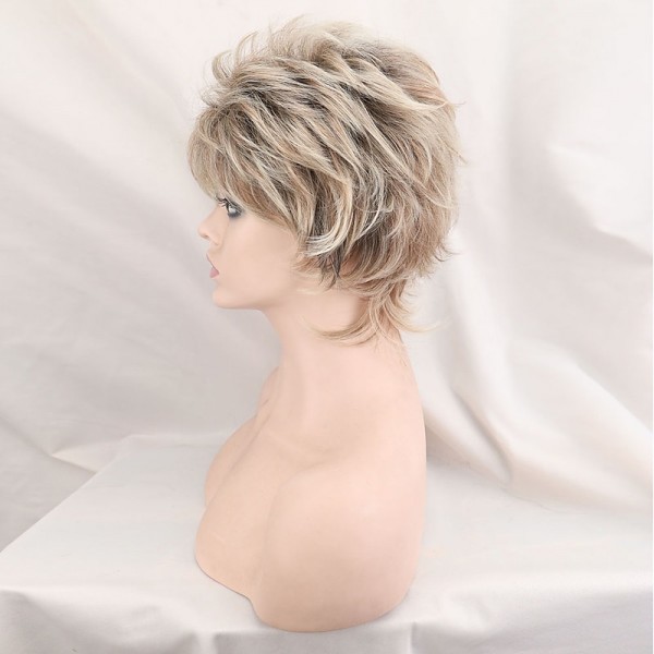 Pixie Cut Wig Brown Wigs for Women Synthetic Wig Short Women&#039;s Dark Roots Blonde Wigs Blonde Medium Wigs 6 Inch