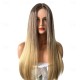 Blonde Long Light Golden Wigs for Women Wigs Synthetic Hair Highlighted Hair Dark Roots Wigs 26 Inch