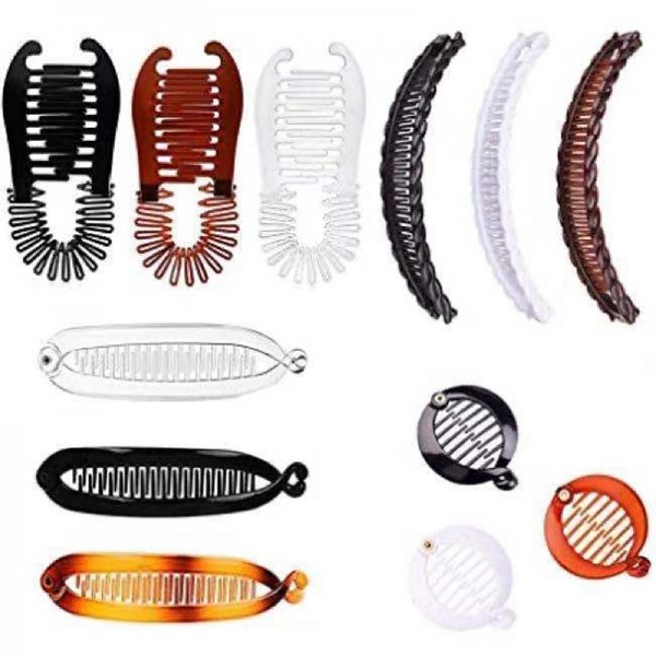 Banana Hair Clips Set Plastic Flexible Interlocking Banana Clip Fishtail Ponytail Holder Comb Clincher Comb Clip Vintage Banana Clip Hair Accessories for Women Girls Banana Hair Clips Set Plastic Flexible Interlocking Banana Clip Fishtail Ponytail Holder Comb Clincher Comb Clip Vintage Banana Clip Hair Accessories for Women Girls